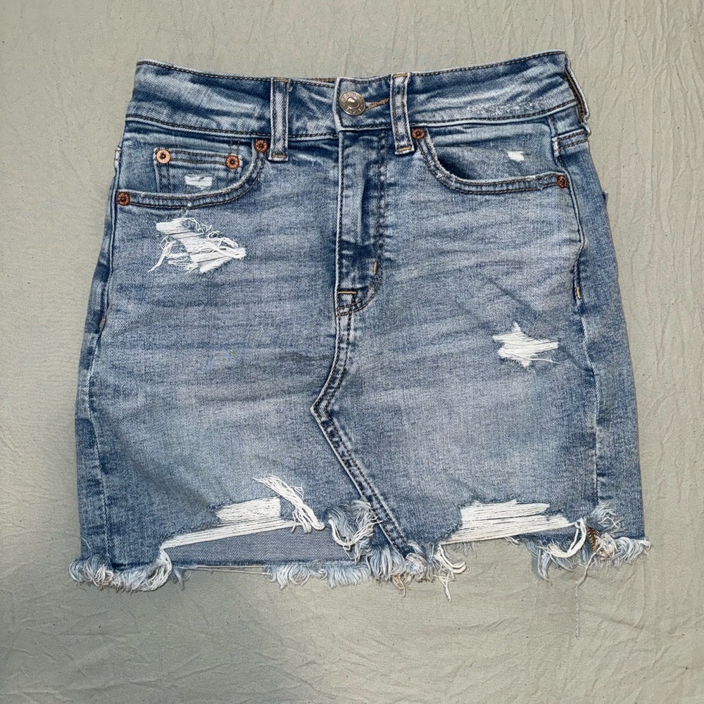 AE Distressed Denim Skirt